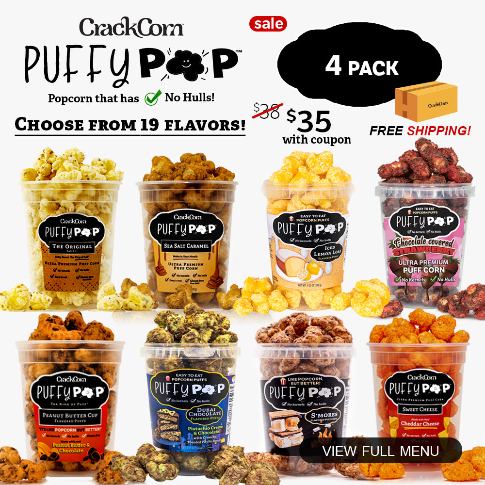 Puffy Pop® 4 Pack Box: Choose Your Flavors – Crack Corn | Puffy Pop
